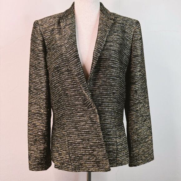 Lafayette 148 Jacket Metallic Tweed Blazer Classic Luxe Size 8 Evening Holiday - Picture 1 of 16